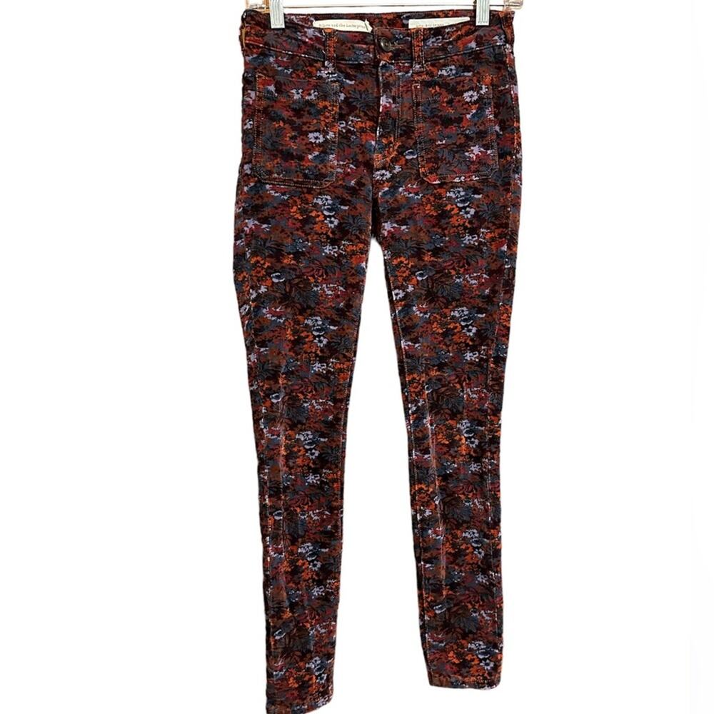 Pilcro Floral Velvet High Rise Pants Size 25
